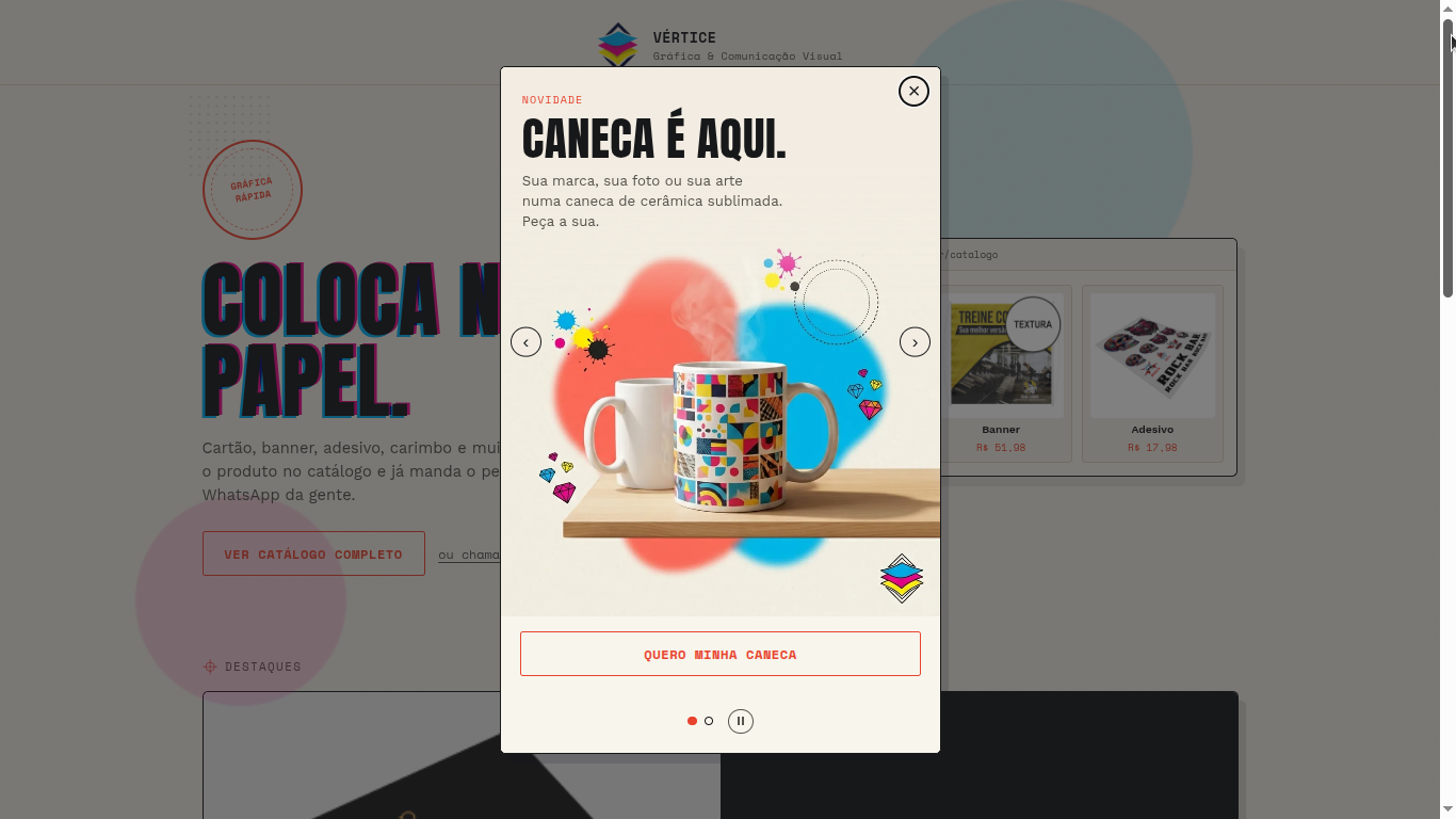Gráfica Vértice — Catálogo online e orçamento via WhatsApp